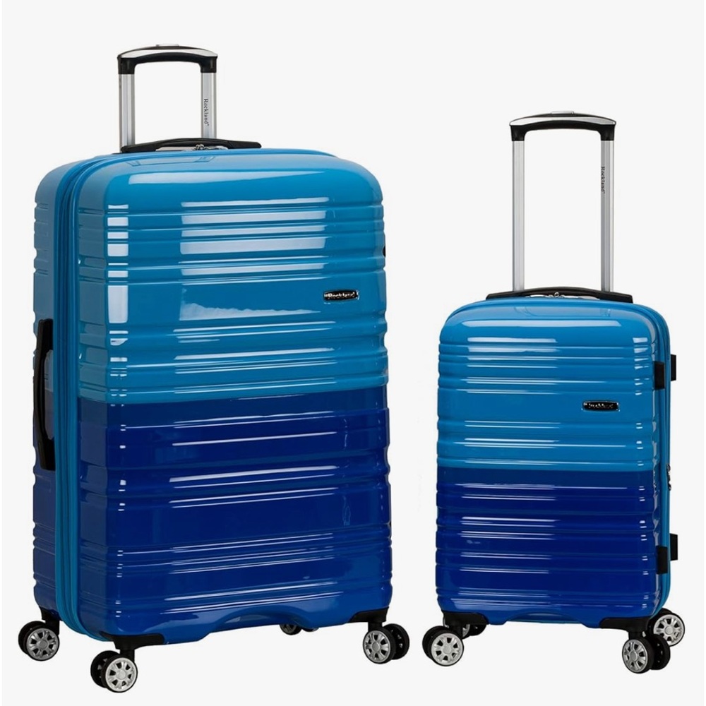 Rockland Melbourne Hardside Expandable Spinner Wheel Luggage,Two Tone Blue, 2PCS